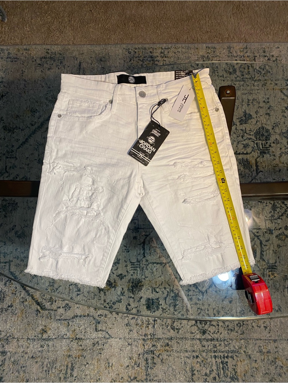 Jordan Craig Men’s White Distressed Denim Shorts